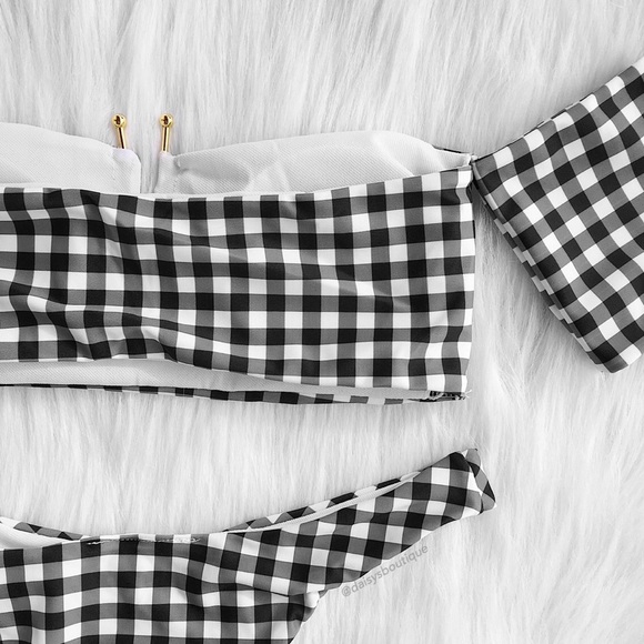 ❤️CLEARANCE❤️ gingham off the shoulder bikini set - Picture 4 of 5